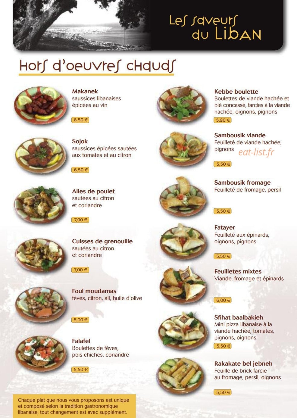 Les Saveurs du Liban — carte page 4