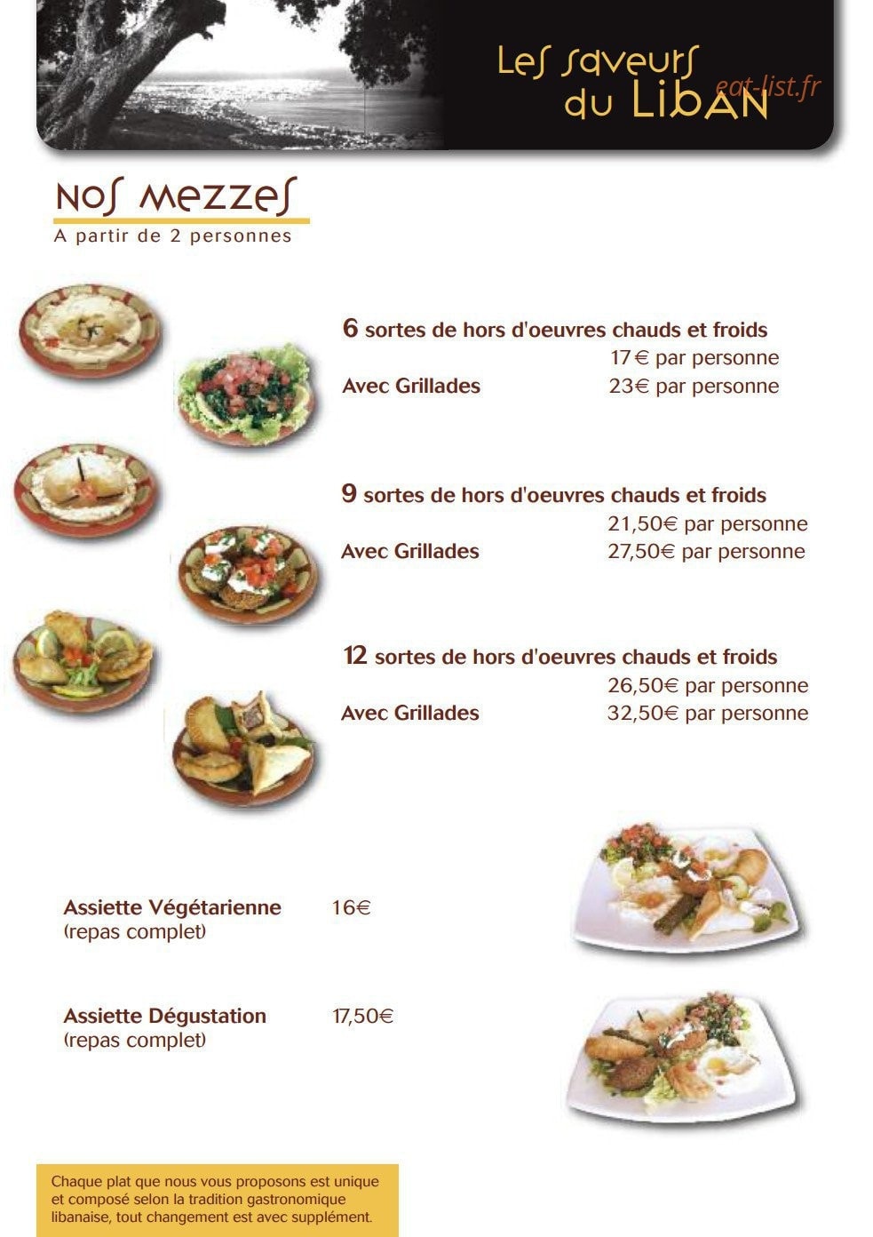 Les Saveurs du Liban — carte page 2