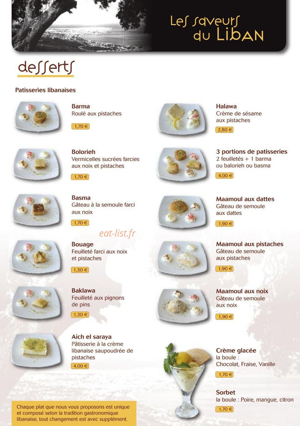 Les Saveurs du Liban — carte page 6