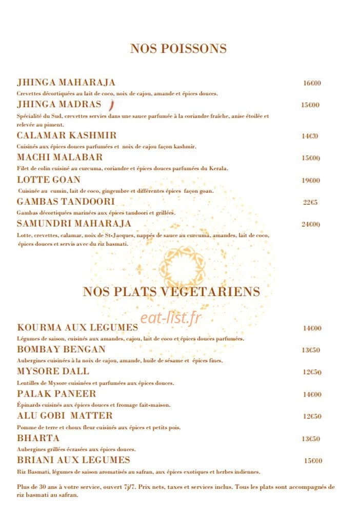 Maharaja — carte page 5