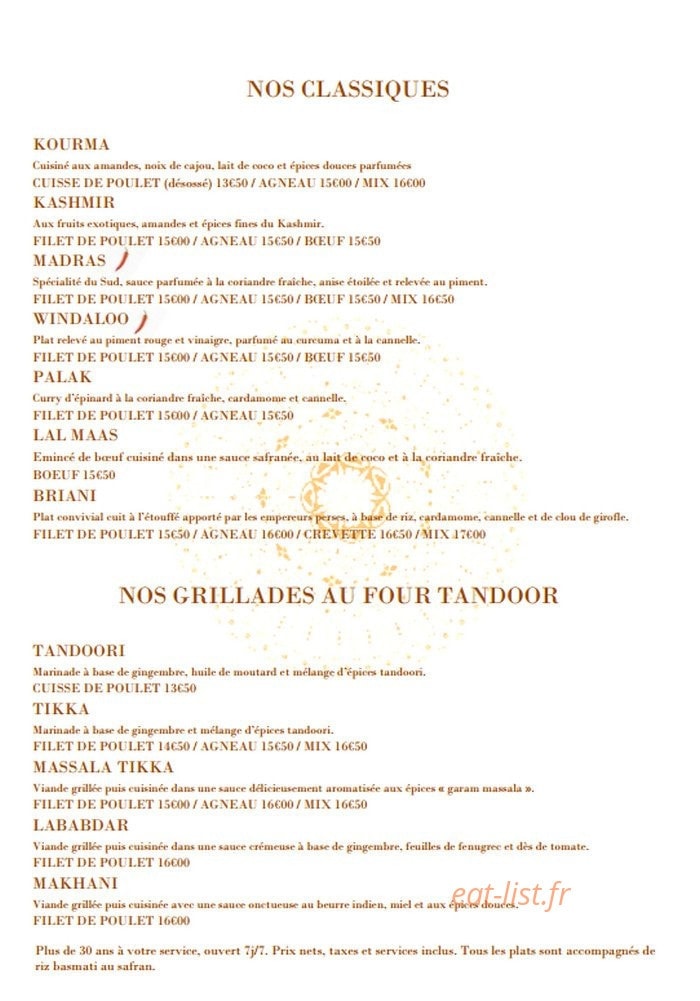Maharaja — carte page 4