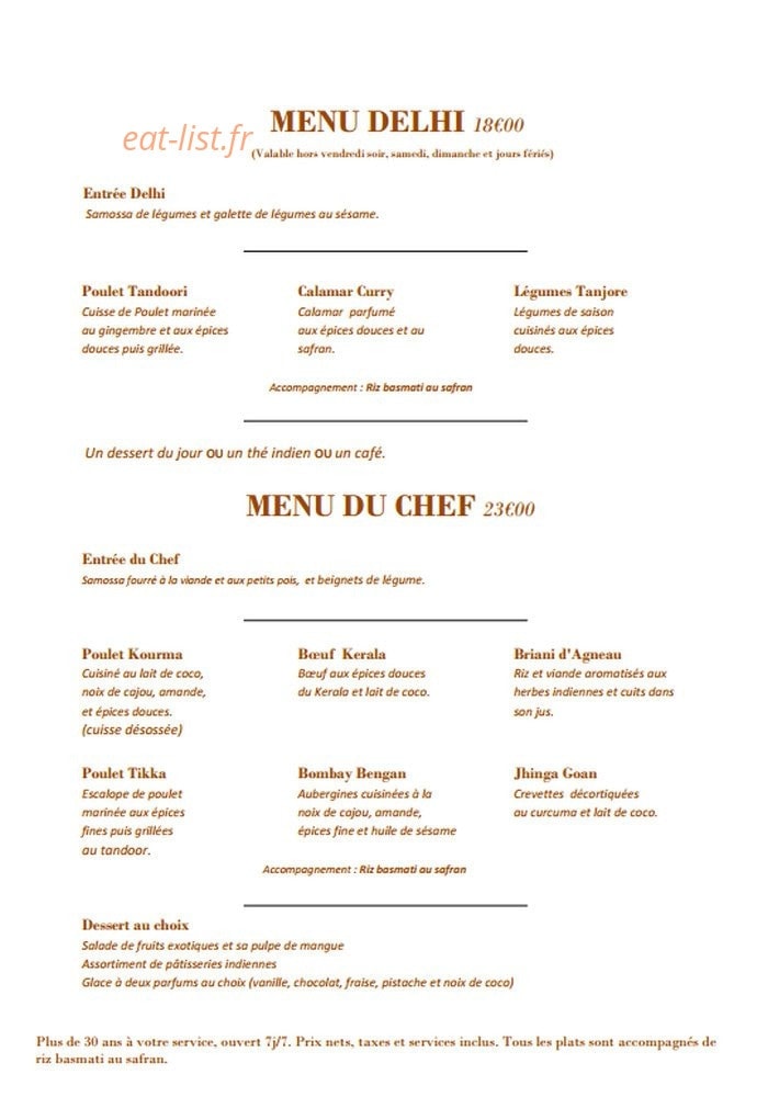 Maharaja — carte page 7