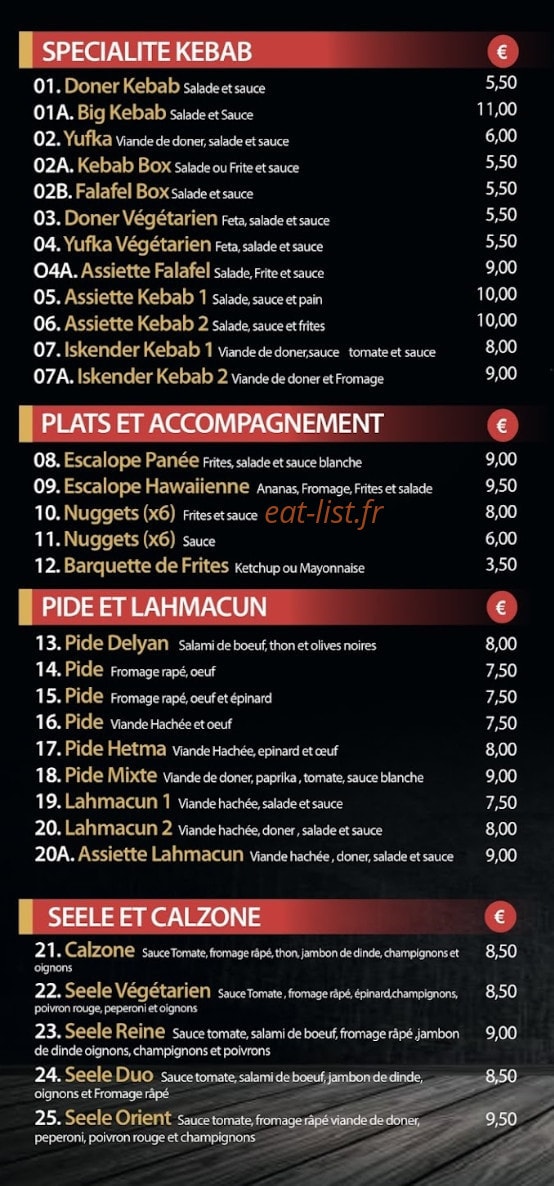 O'new kebab — carte page 3