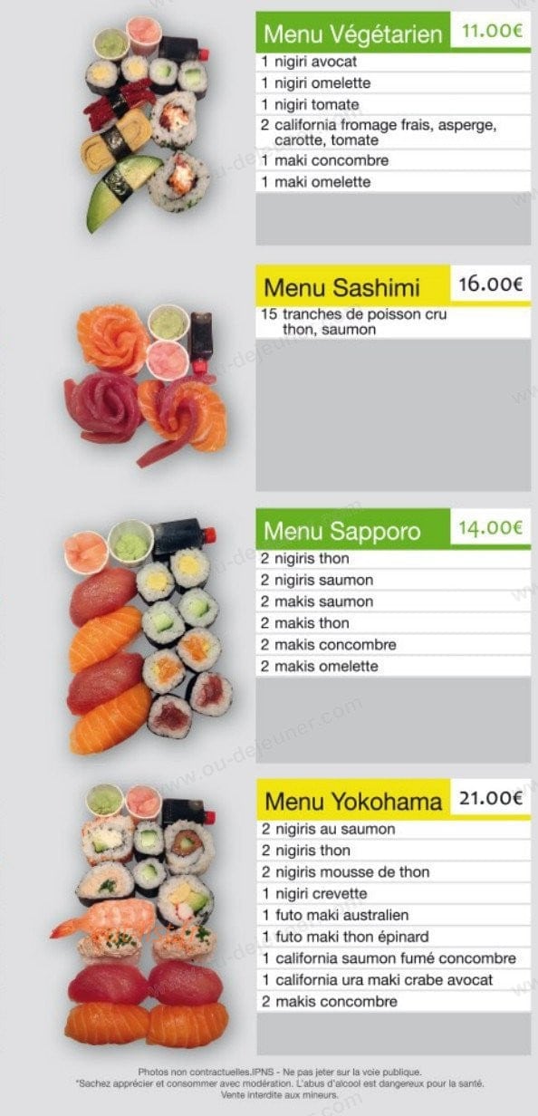 Oh Sushi Bar — carte page 3