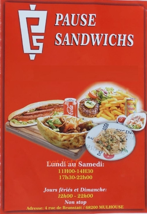 Pause Sandwichs — carte page 1