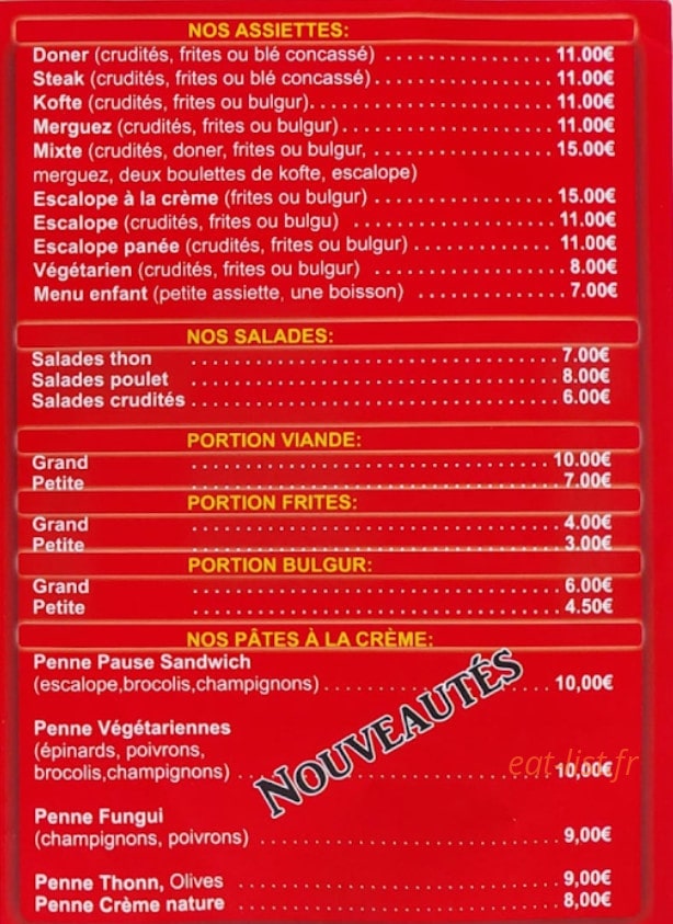 Pause Sandwichs — carte page 3