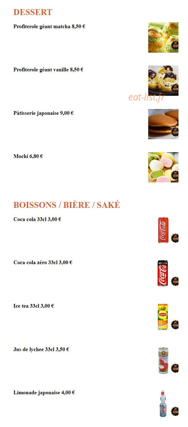 Sushi GM — carte page 17
