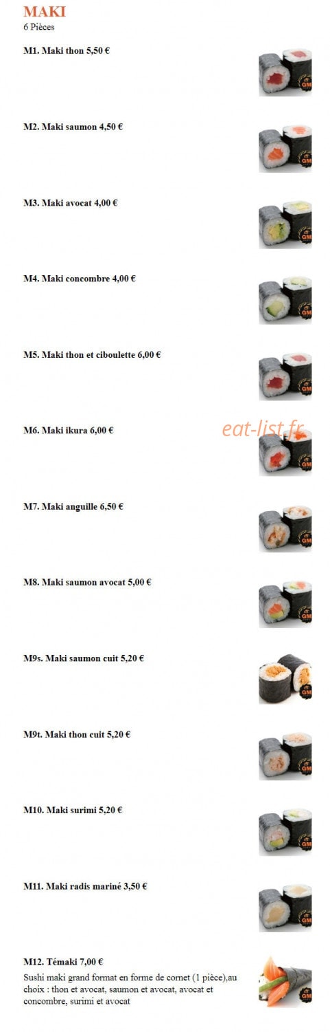 Sushi GM — carte page 13