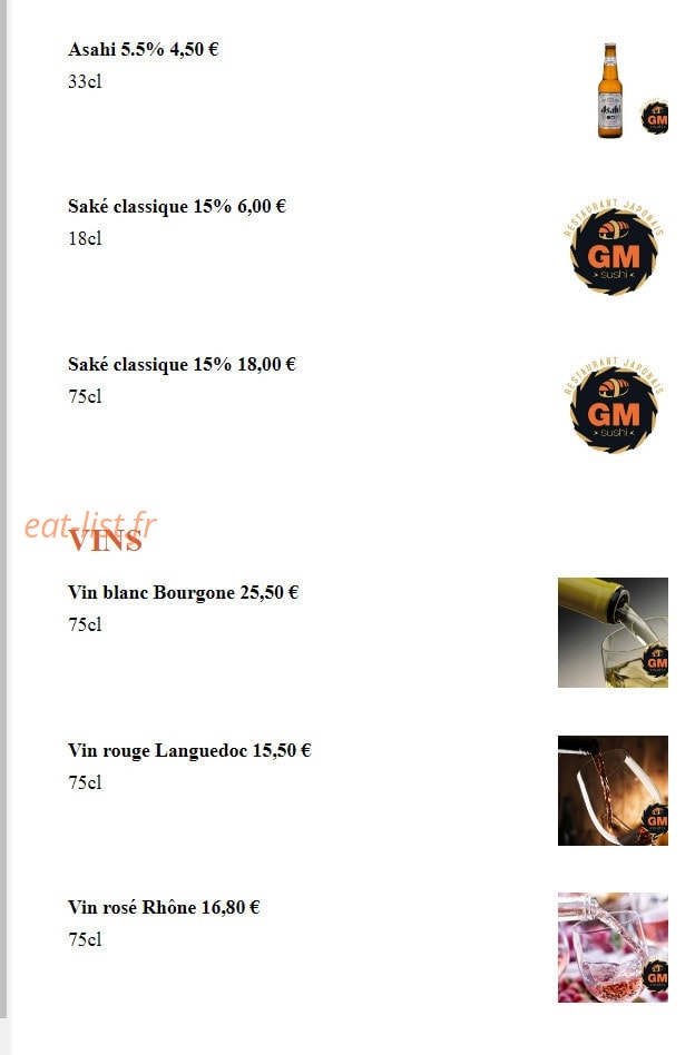 Sushi GM — carte page 18