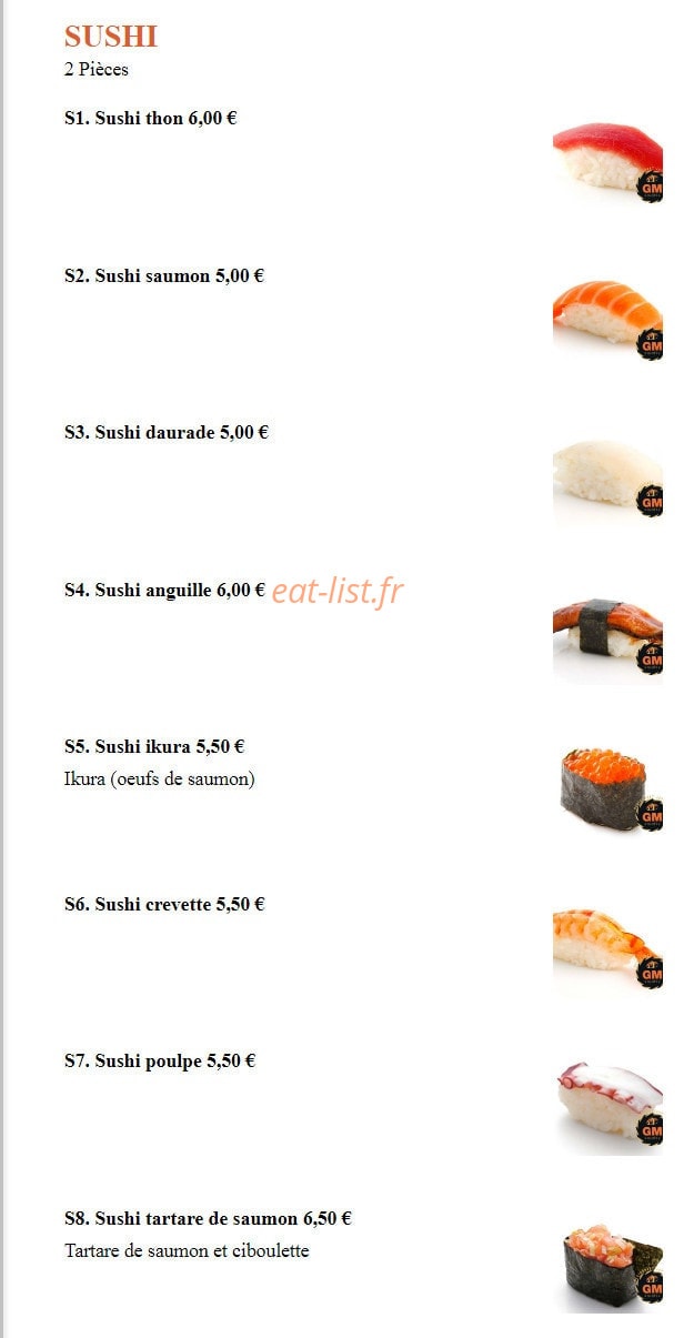 Sushi GM — carte page 11