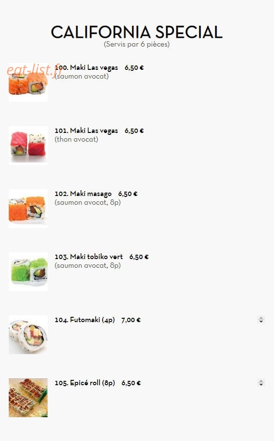 Sushi Line — carte page 17