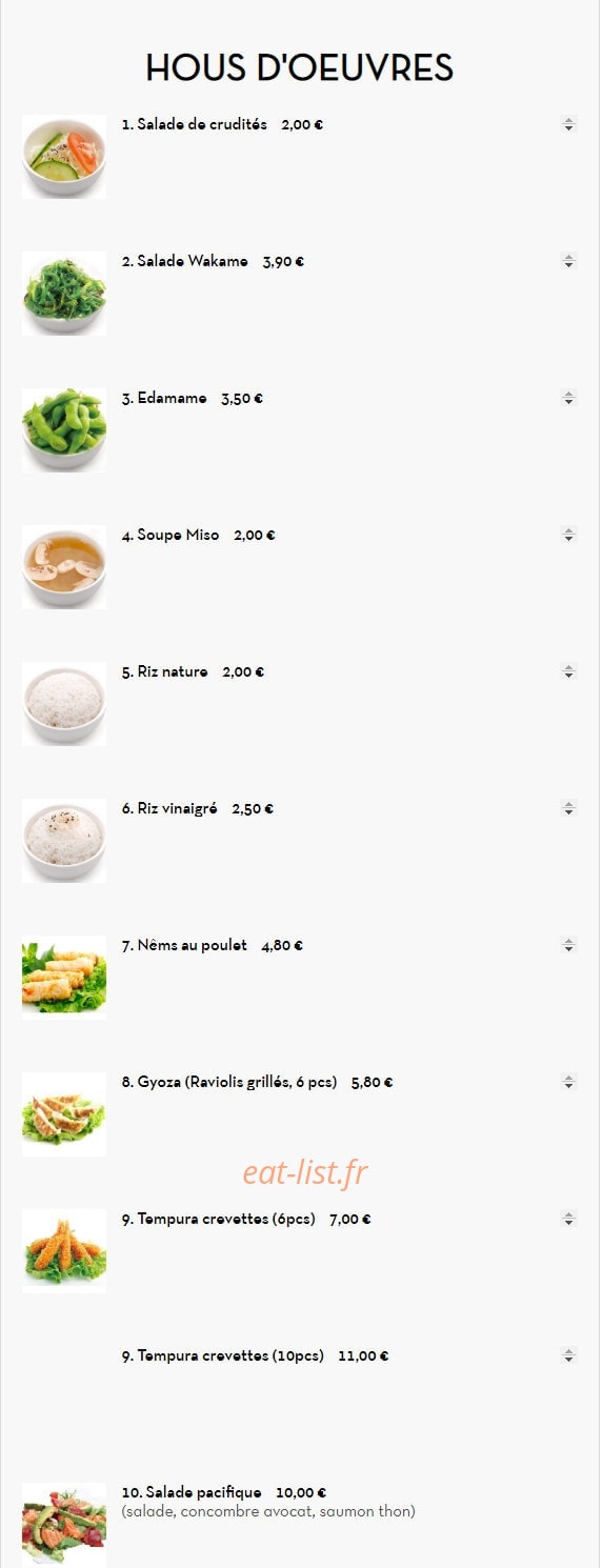 Sushi Line — carte page 1