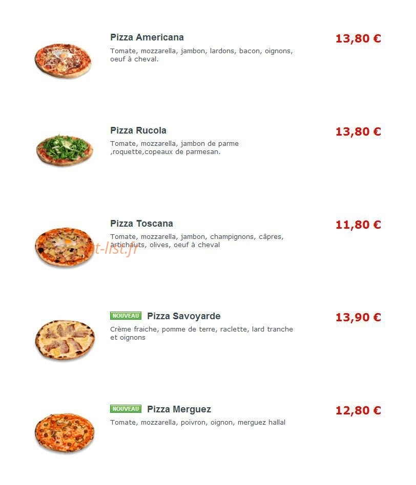 T-Pizzas — carte page 4