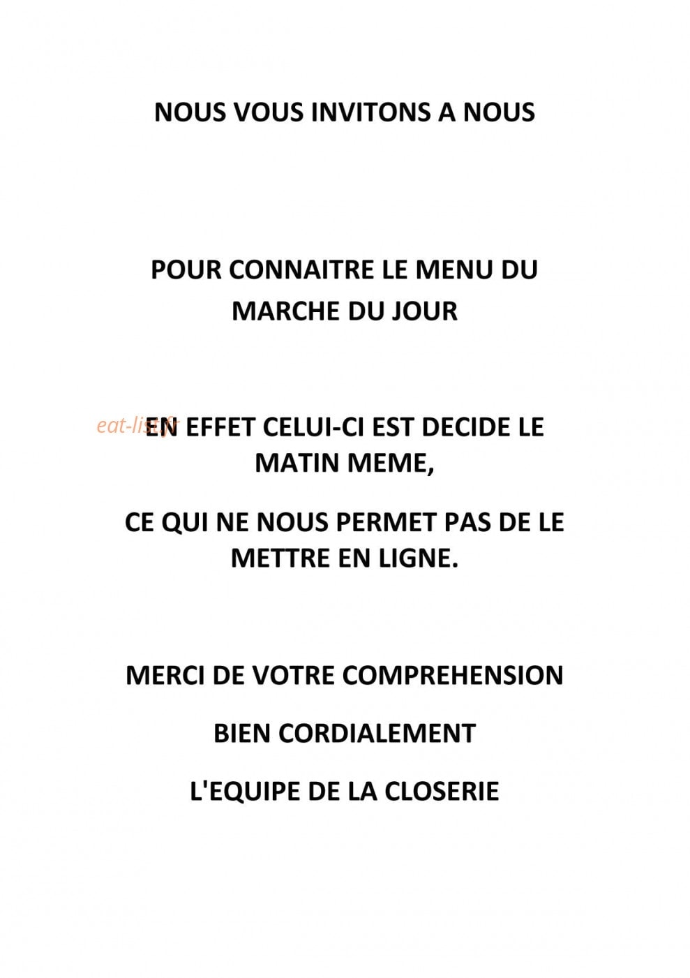 La Closerie — carte page 1