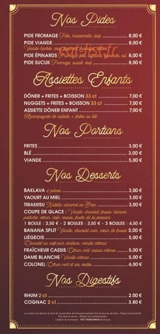 Restaurant Pizzeria Chez Clara — carte page 3