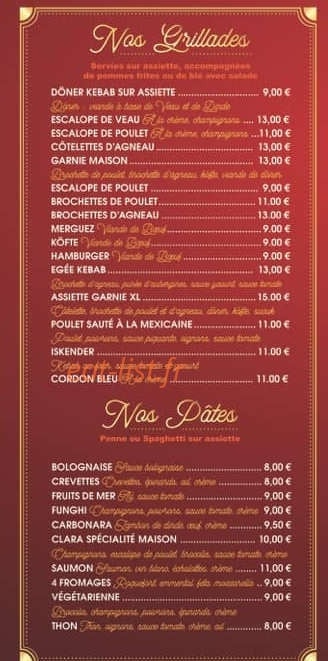Restaurant Pizzeria Chez Clara — carte page 6