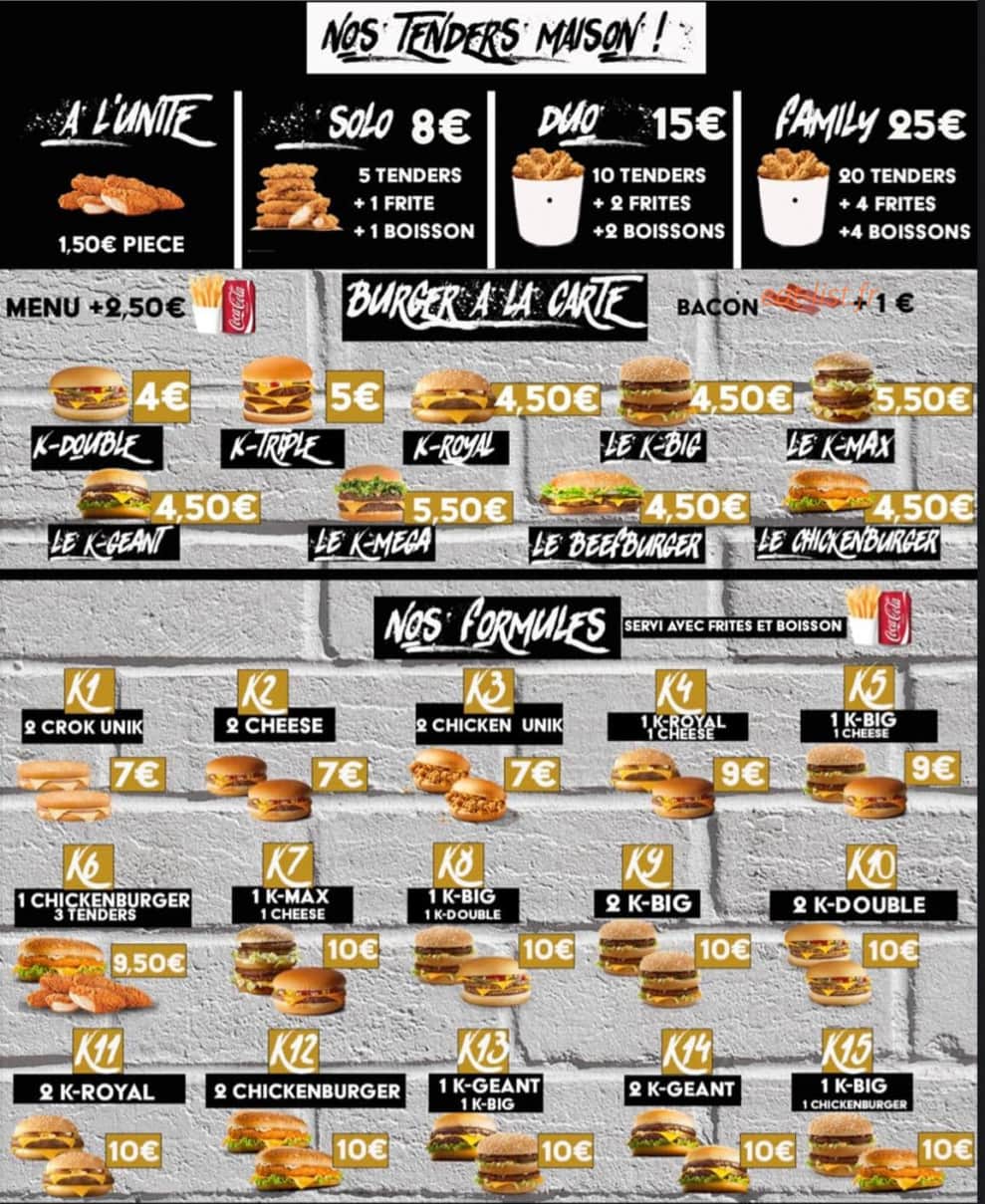 Luni'K Burger — carte page 2