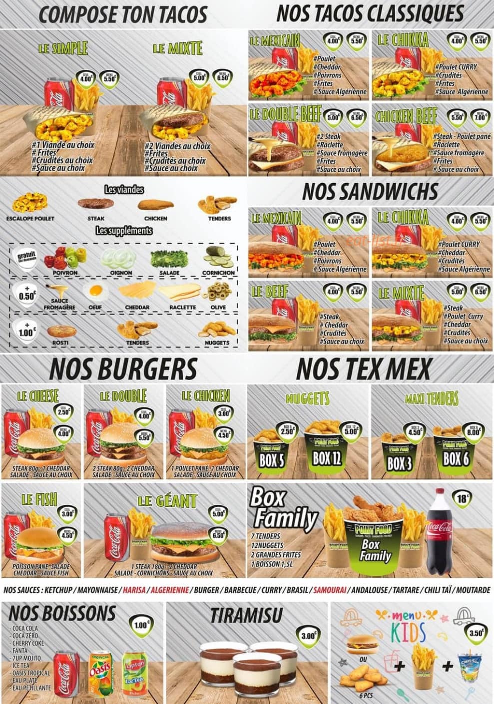 Point Food — carte page 1