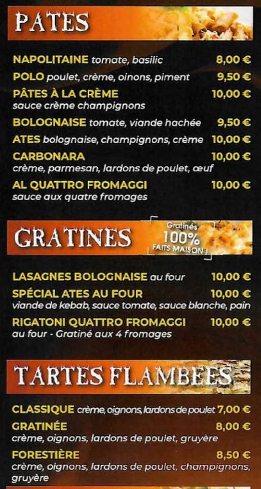 Restaurant Ates — carte page 1