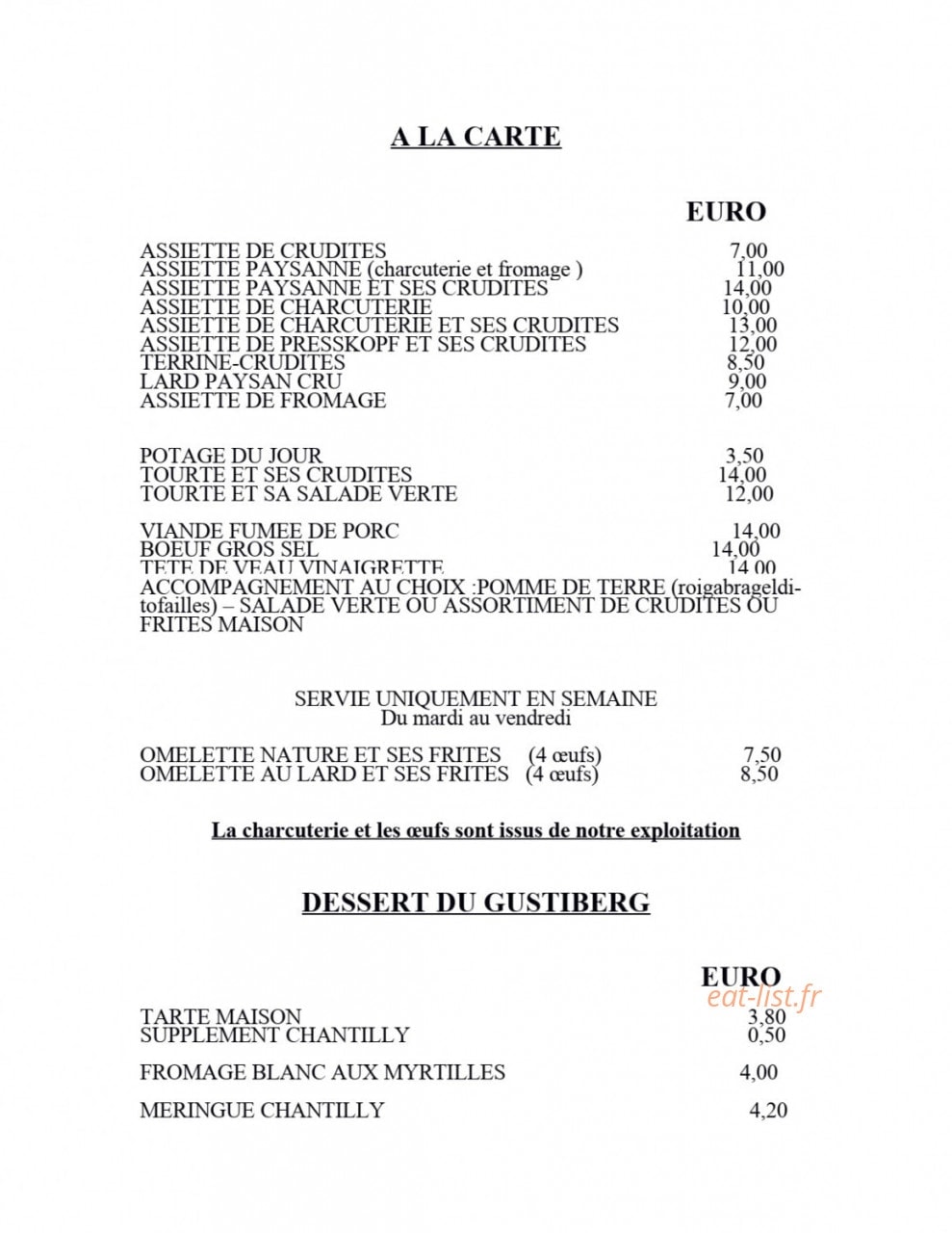 Auberge Gite du Gustiberg — carte page 3