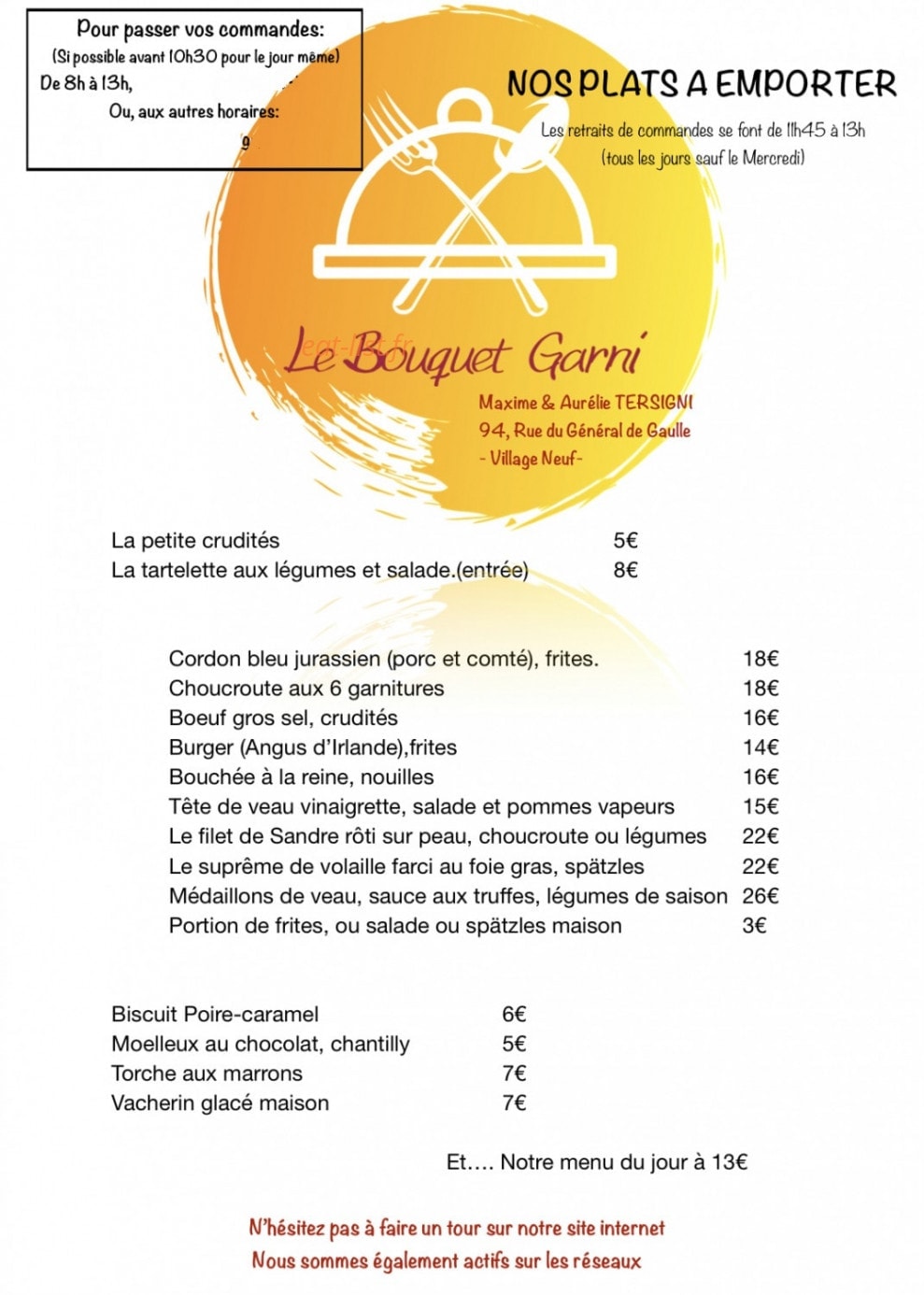 Le Bouquet Garni — carte page 1