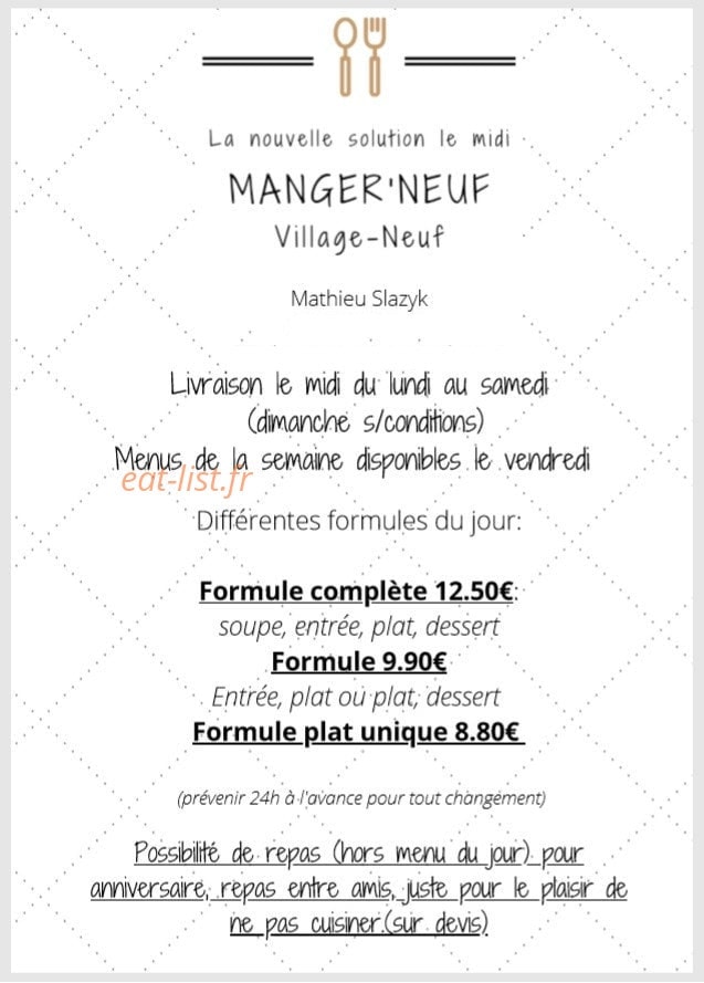 Manger Neuf A Village Neuf Menu Et Photos