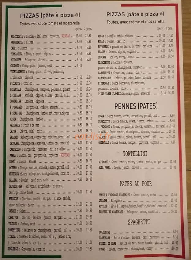 Allo pizza — carte page 1