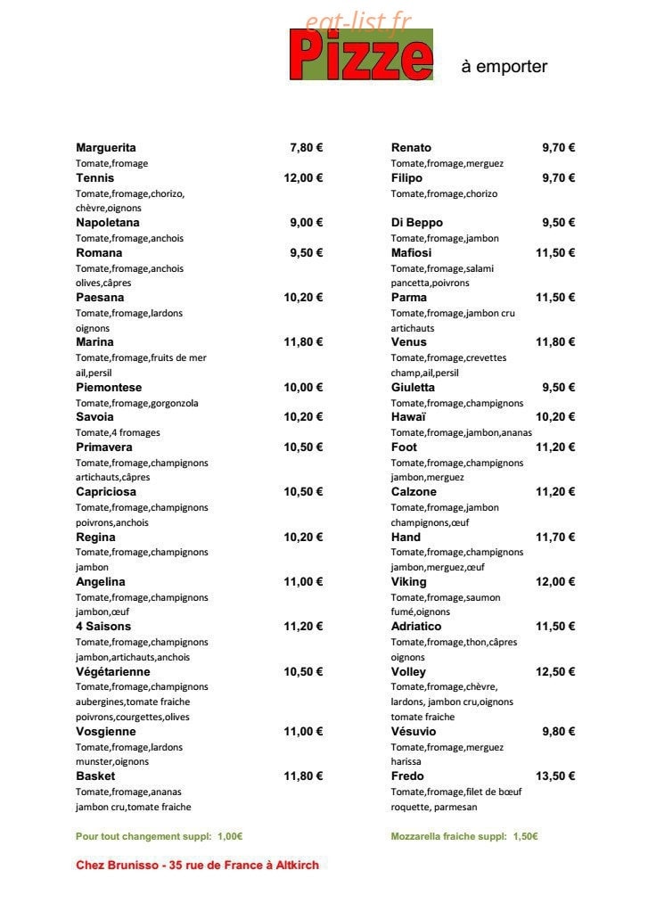 Chez Brunisso — carte page 2