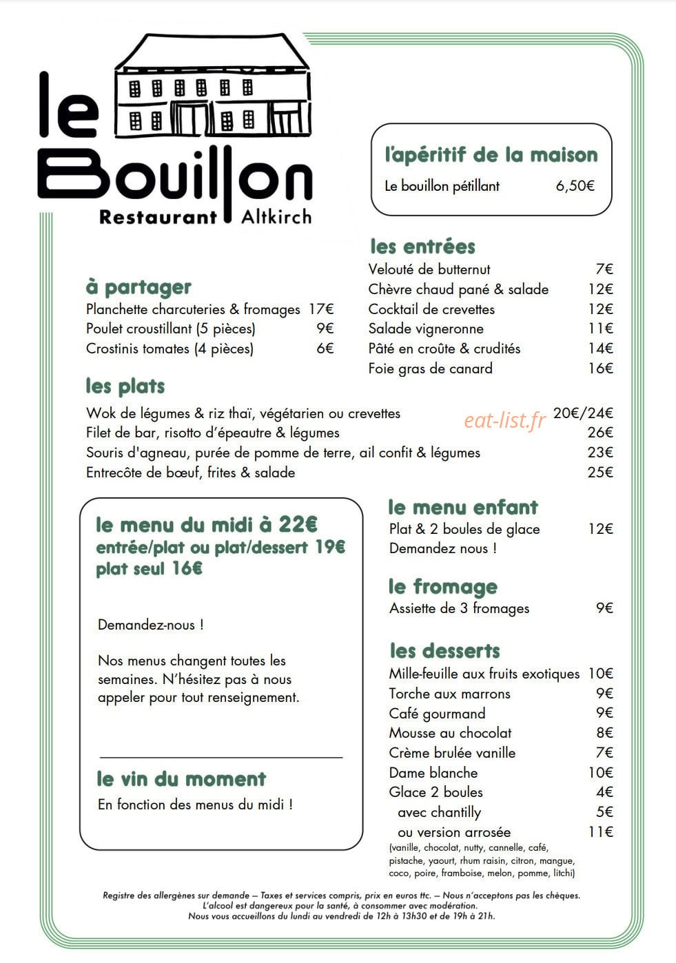 Le Bouillon — carte page 1