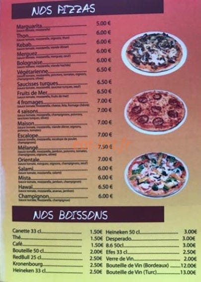 Restaurant King — carte page 1