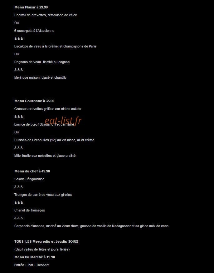 Restaurant La Couronne — carte page 2