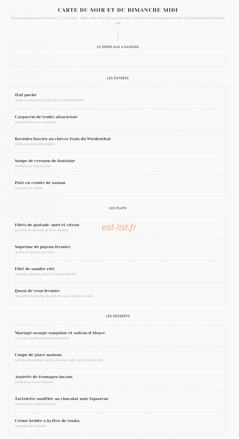 Auberge aux 4 Saisons — carte page 2