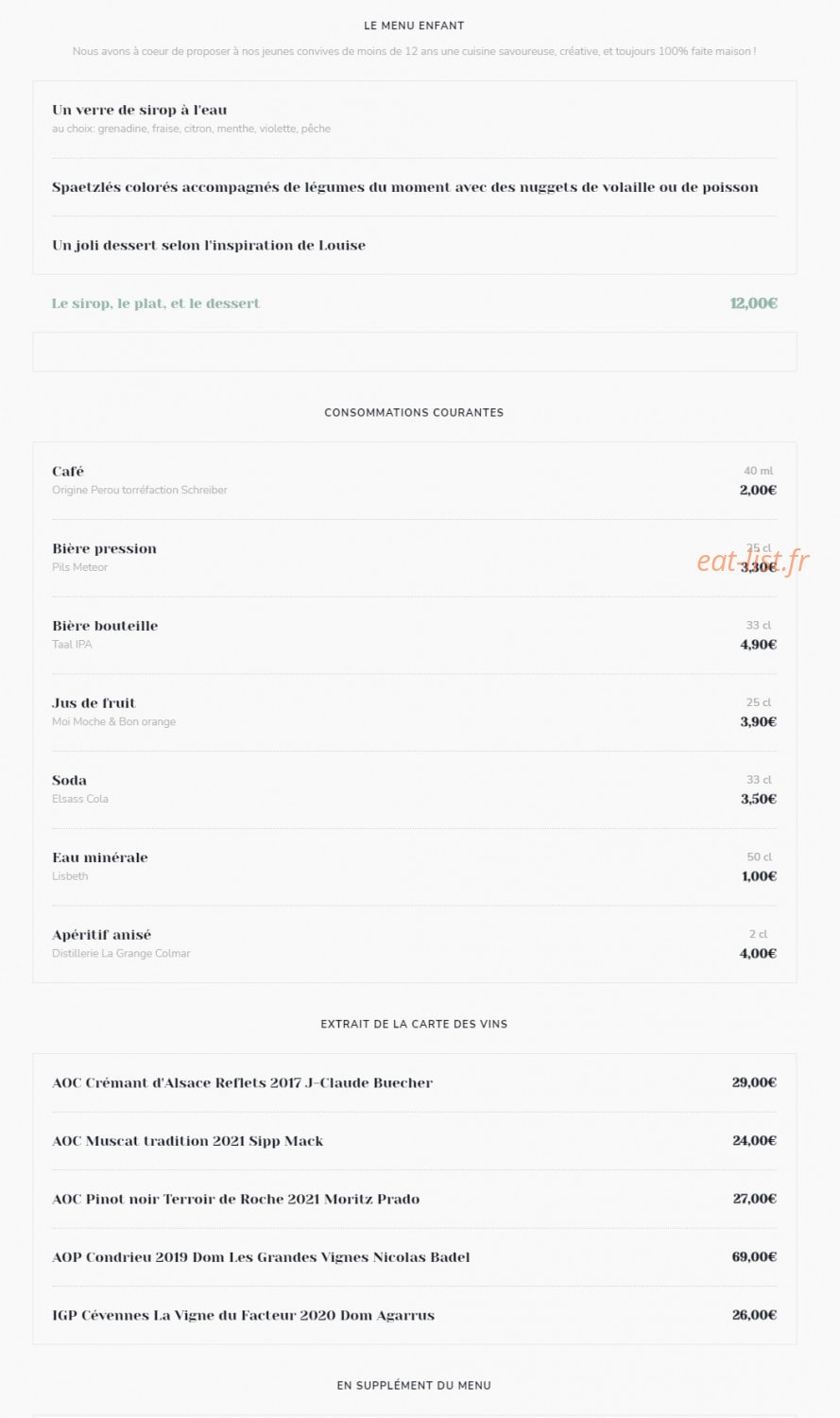Auberge aux 4 Saisons — carte page 3