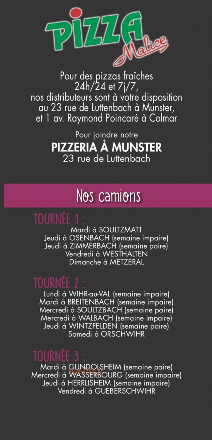 Pizza Malice — carte page 1