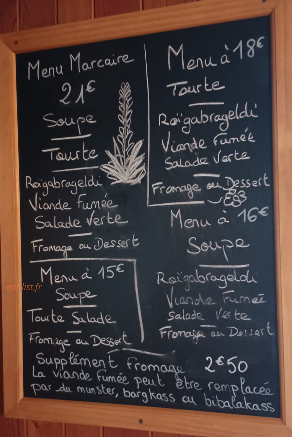 Auberge du Forlet — carte page 1