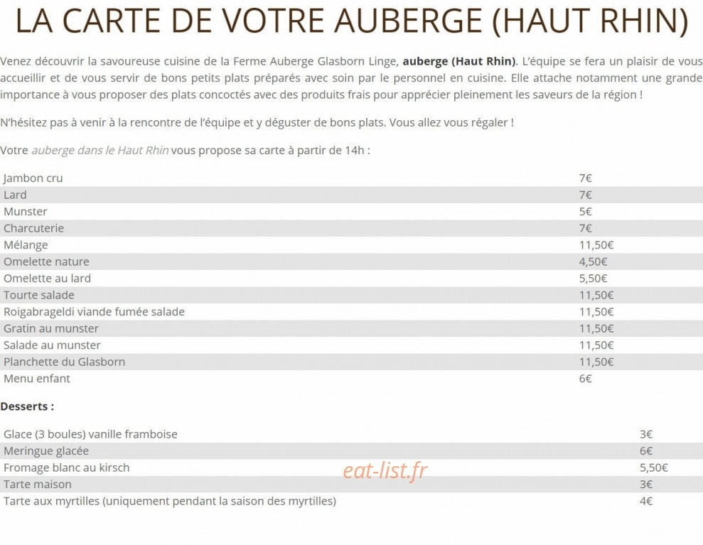 Ferme auberge du Glasborn — carte page 2