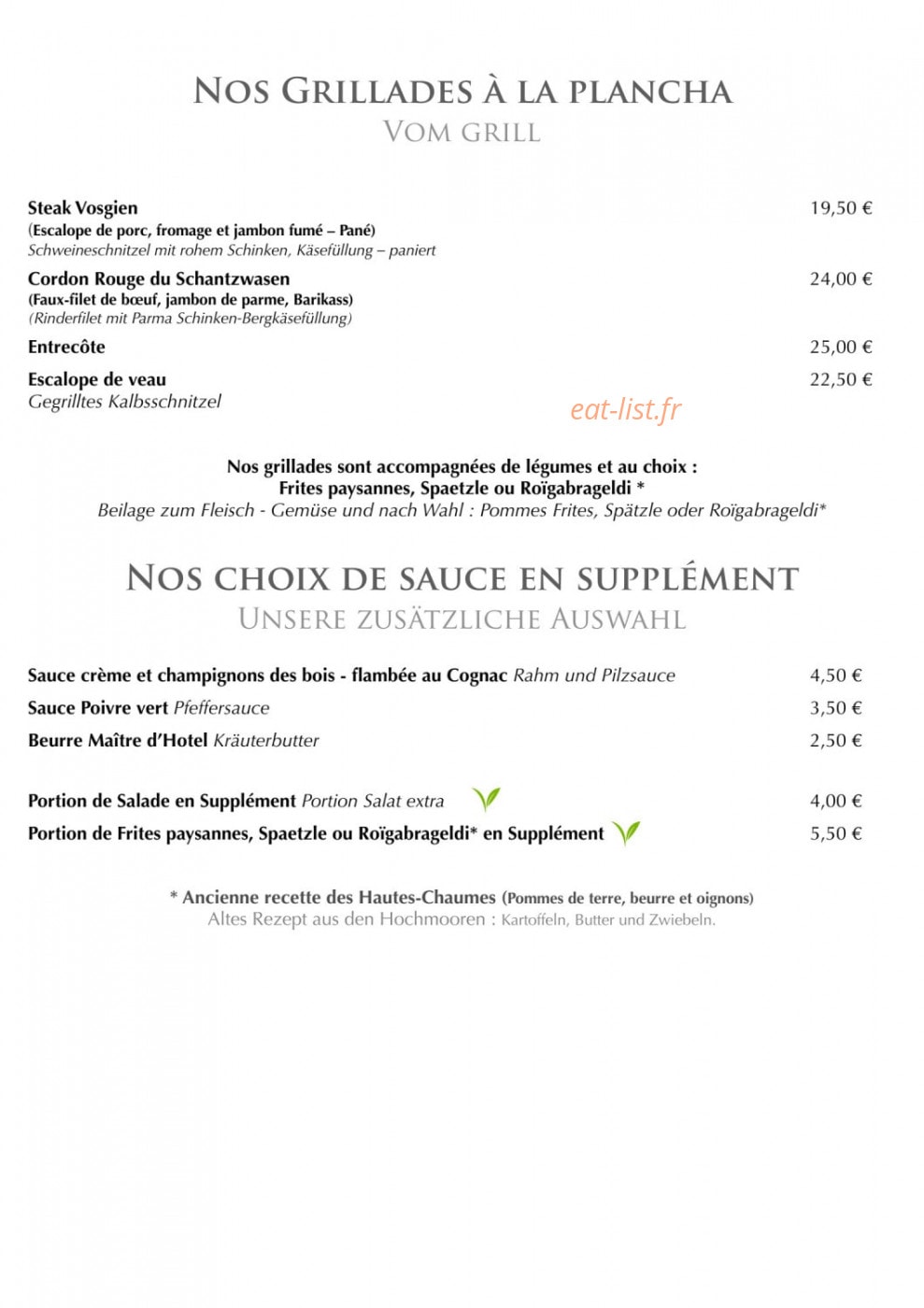 Auberge du Schantzwasen — carte page 3