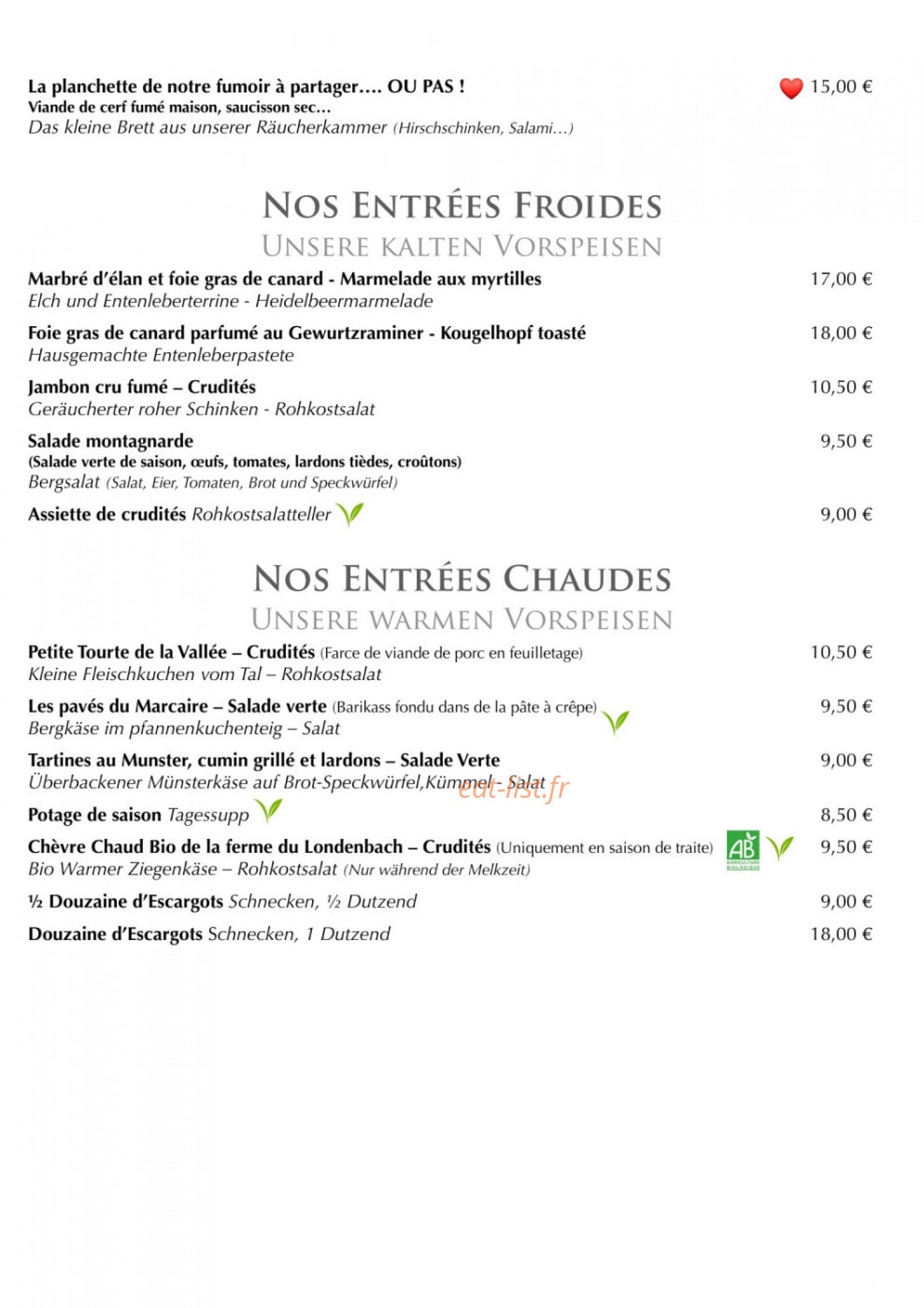 Auberge du Schantzwasen — carte page 1