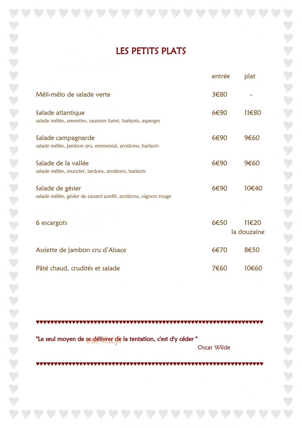 Flams Gourmandes — carte page 1