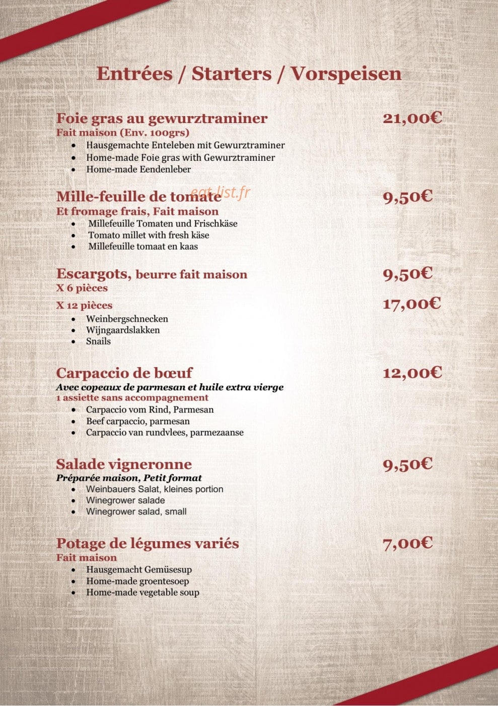 Au lion — carte page 1