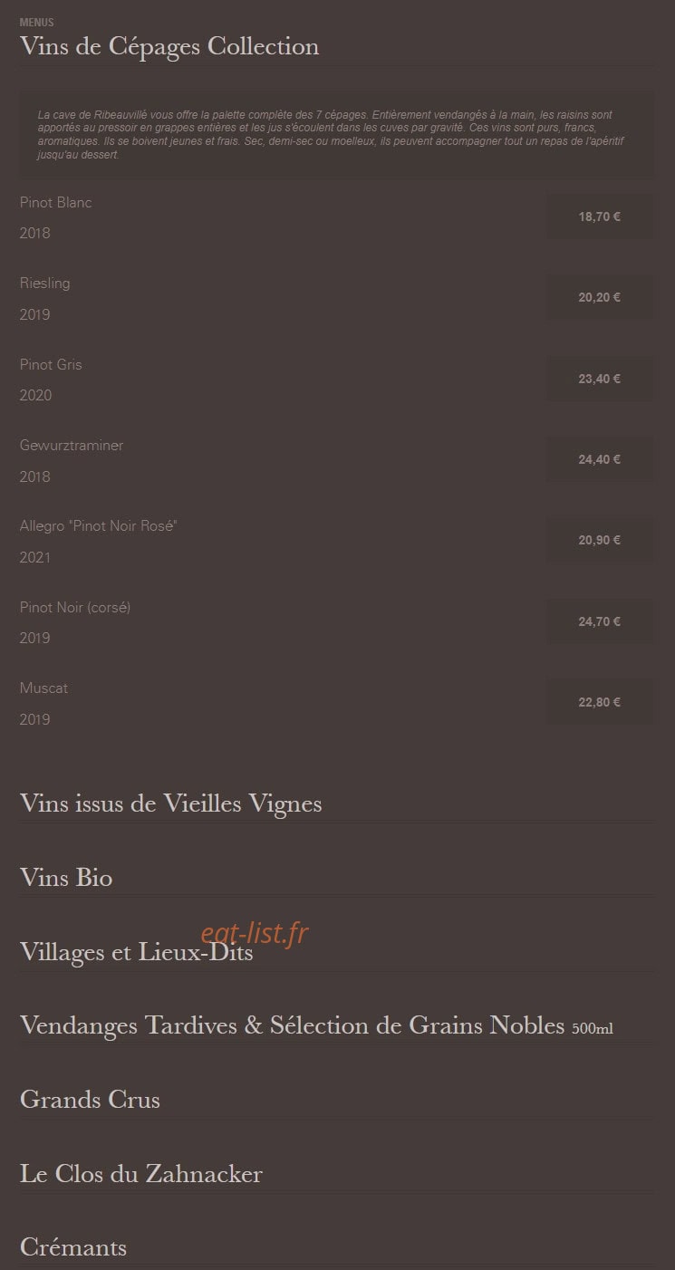 Auberge Au Zahnacker — carte page 8