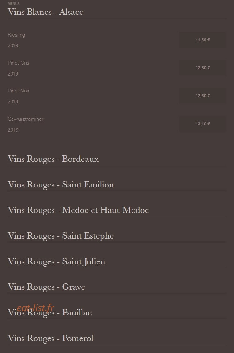Auberge Au Zahnacker — carte page 1