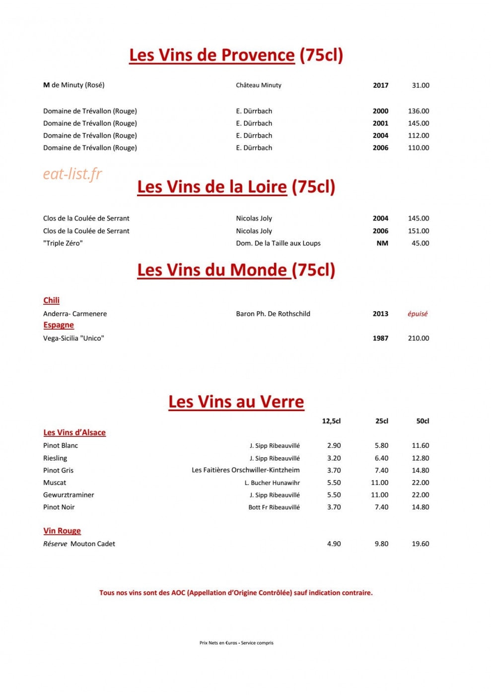 Hotel Restaurant Du Mouton — carte page 13