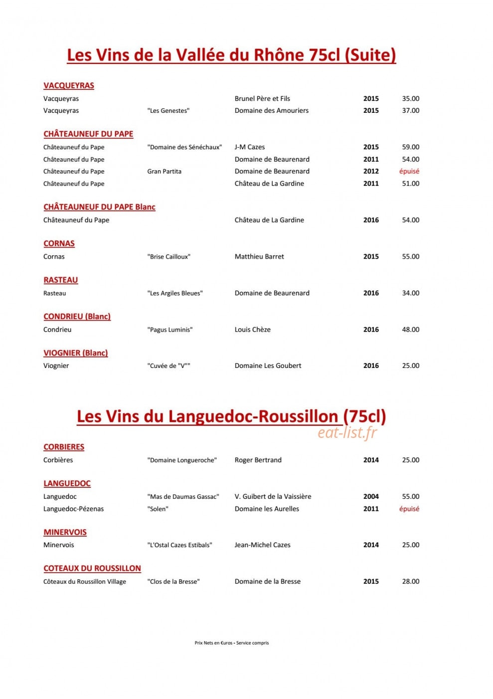 Hotel Restaurant Du Mouton — carte page 12