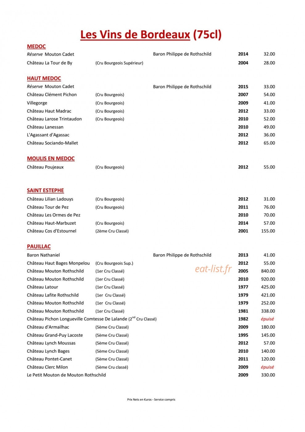 Hotel Restaurant Du Mouton — carte page 9