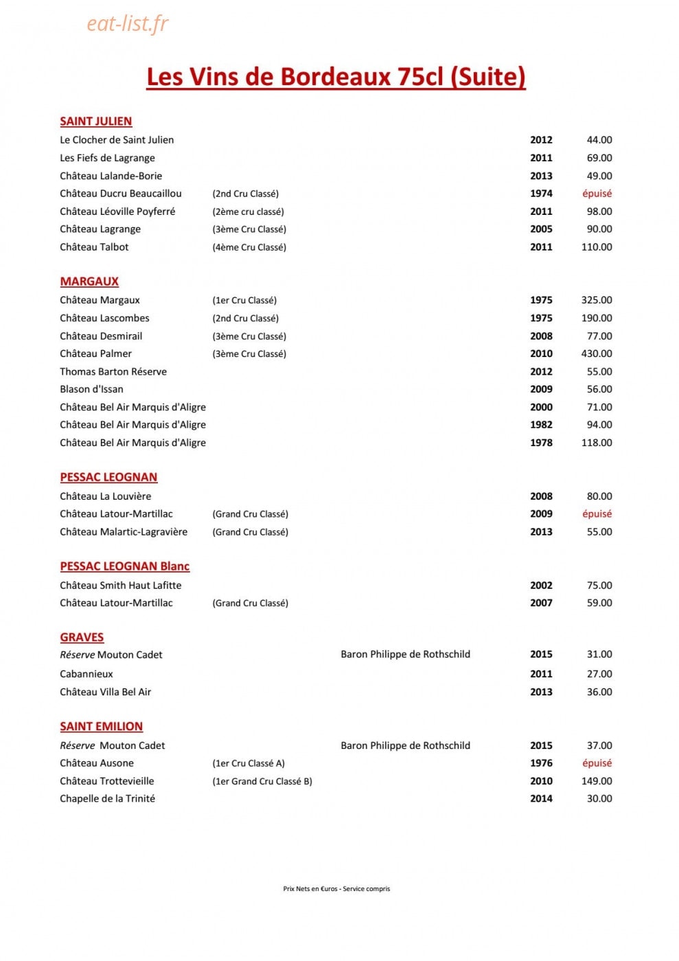 Hotel Restaurant Du Mouton — carte page 10