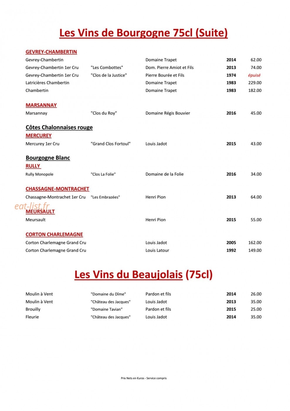 Hotel Restaurant Du Mouton — carte page 8