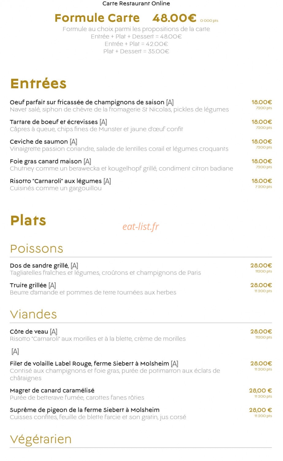 La Brasserie — carte page 1