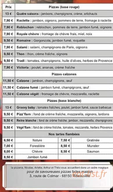 La Pizzéria — carte page 2
