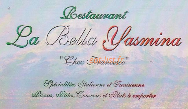 Carte et menu de La Bella Yasmina à Sainte Marie Aux Mines — Information sur les menus